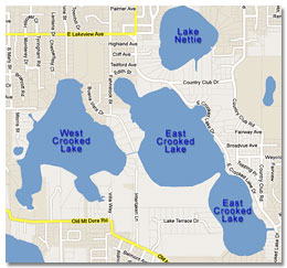 Map of the Crooked Lakes Eustis Florida